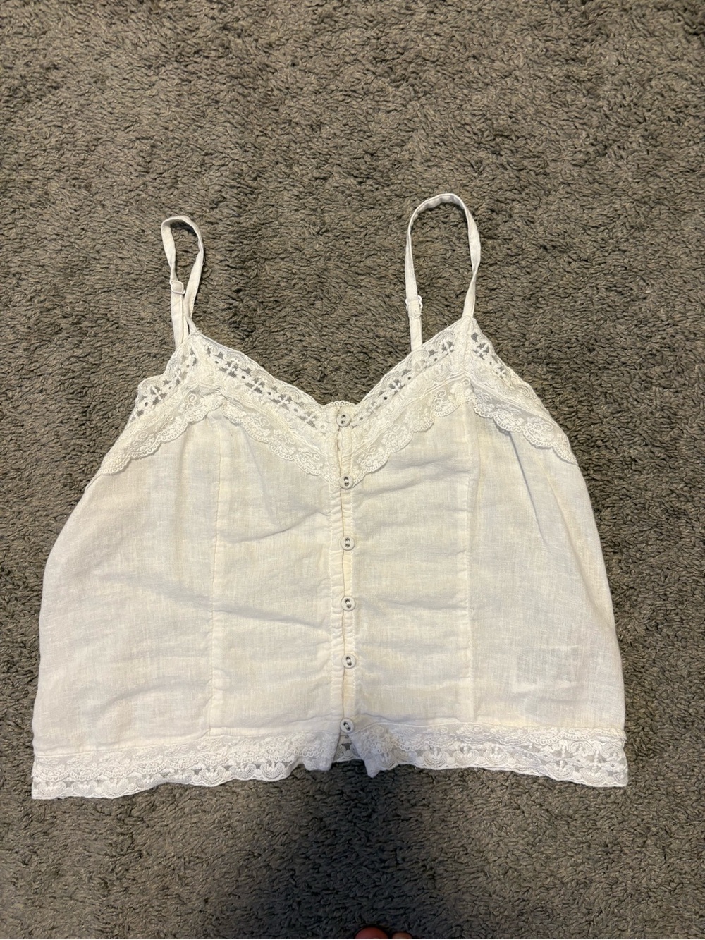 Old Navy White Lace-Trim Button-Front Camisole